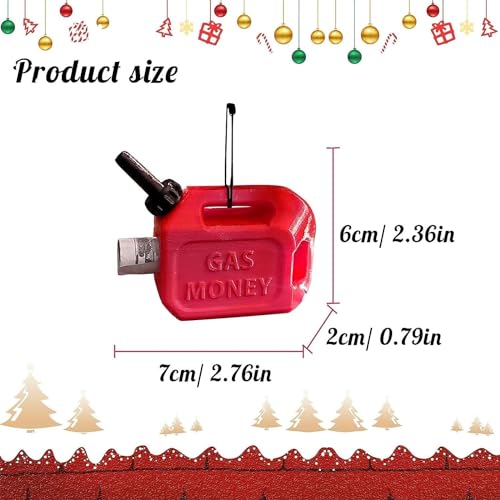 3 Pack Gas Money Gift Holder Ornament - Mini Gas Can Christmas Cash Container