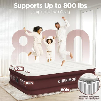 Queen Air Mattress with Built-In Pump, Leakproof, 180°C Heat Seal - Queen (U.S. Standard)