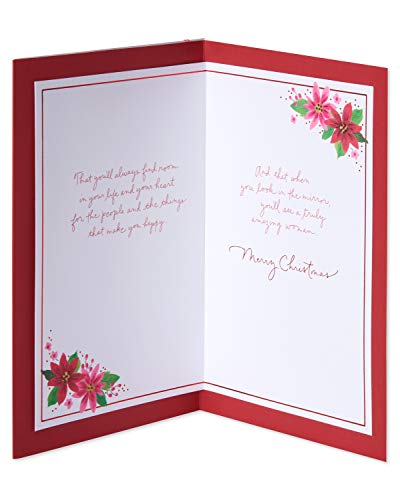 American Greetings Christmas Card for Daughter - Festive Floral Poinsettia Holiday Greeting - Truly Amazing Woman