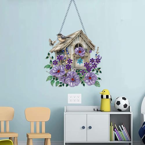 Birdhouse Diamond Art Hanging Kit for Adults - Flower & Bird Design