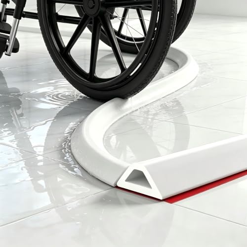 67 Inch Silicone Shower Water Dam - Collapsible Threshold Barrier, White
