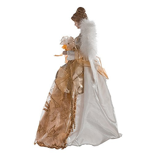 17-Inch Ivory and Gold Angel Treetop - Holiday Christmas Tree Topper