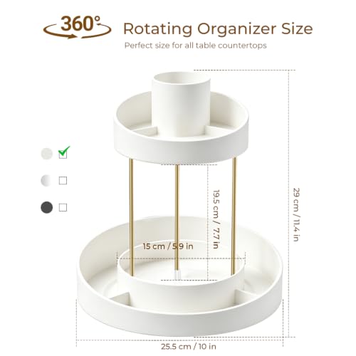 GTI 360° Rotating Bathroom Organizer - 2-Tier Vanity Storage, White