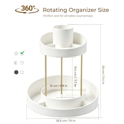 GTI 360° Rotating Bathroom Organizer - 2-Tier Vanity Storage, White