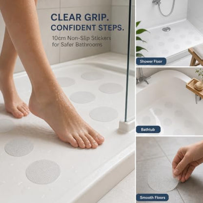 20 Pack Non-Slip Shower Floor Stickers - Transparent Bathroom Safety Decals