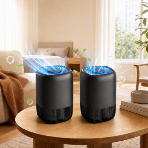 Black 2-Pack Home Air Purifiers for Large Rooms, Pet Odors, Smoke, Pollen