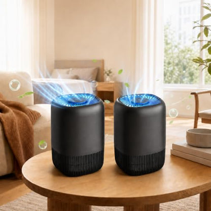 Black 2-Pack Home Air Purifiers for Large Rooms, Pet Odors, Smoke, Pollen