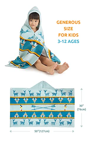 Kids Hooded Beach Towel Christmas Elk Wrap Coverup 3-12 Years - 100% Cotton