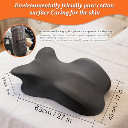 Lock Love Large Memory Foam Ergonomic Pillow for Couples - Wedge Support, 27x17x9 Inches
