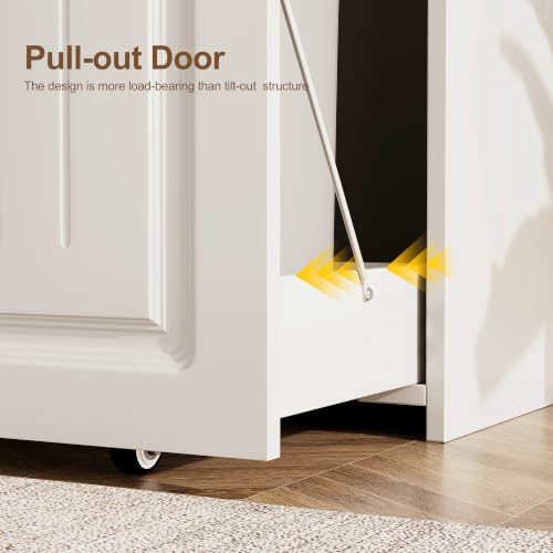 ZIFTY Double 2×10 Gallon Pull-Out Trash Can Cabinet White - Kitchen Storage