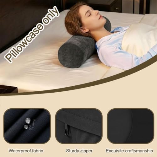 Outdoor Waterproof Neck Roll Pillow Cover - White 16x6in, 2 Pack