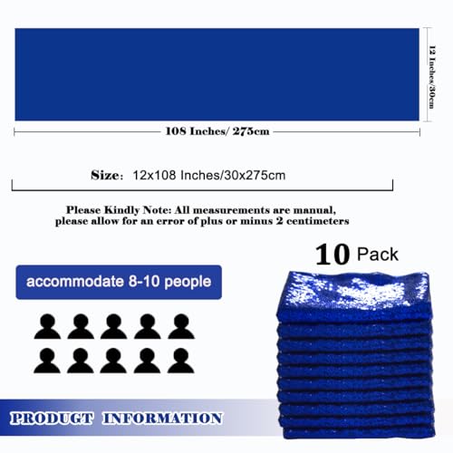 Blue Sequin Table Runners Pack of 10 12x108 Inches for Wedding & Party Decorations