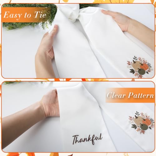 Thankful Fall Wreath Sash Set - Embroidered Pumpkin & Floral Decor - Multiple Sizes