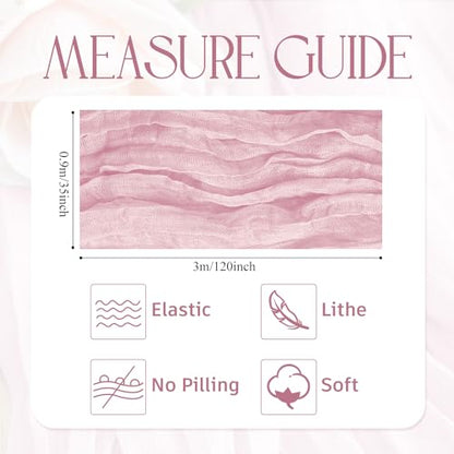 Cheesecloth Table Runner Blush Pink 10FT Boho Gauze Set of 4 - Elegant Home Decor
