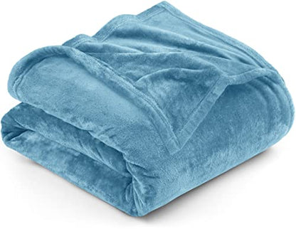 Utopia Bedding Washed Blue 300GSM Fleece Blanket (King Size - 90x84 Inch) Luxury Soft Bed Blanket (Bulk Pack of 9)