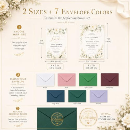 Personalized Wedding Invitations Floral Card - Color 10
