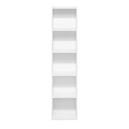 Furinno PASIR Book Shelf, 5-Tier Modern Bookshelf, Open Shelves Bookcase 9 x 12 x 52, Easy Assembly, for Living Room, Bedroom, Home Office, White