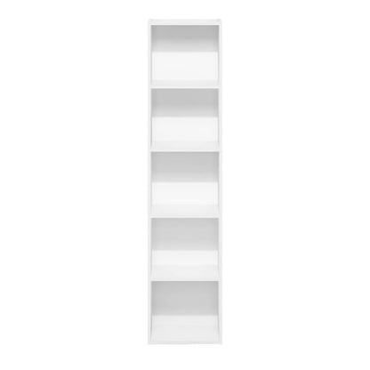 Furinno PASIR Book Shelf, 5-Tier Modern Bookshelf, Open Shelves Bookcase 9 x 12 x 52, Easy Assembly, for Living Room, Bedroom, Home Office, White