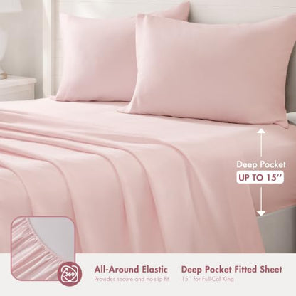 Pink Ruffled Floral Comforter Set Full Size - 7 Piece Bed-In-A-Bag