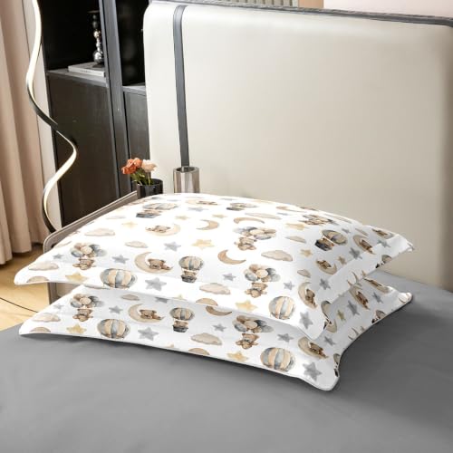 Feelyou Bear Duvet Cover Set Full Size 3PCS for Boys Girls Brown Yellow White