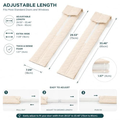 Adjustable Under Door Draft Stopper - Off-White | White Beige Variations