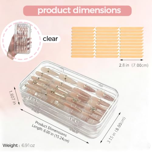 Tri-Fold Press On Nail Storage Case with 30 Double Sided Tape - Nail Organizer
