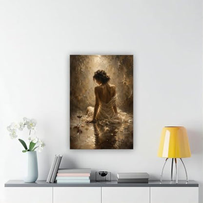Romantic Woman Back Canvas Wall Art - Wrapped 12x18 Inches
