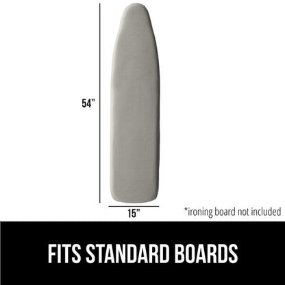 GORILLA GRIP The Original Ironing Board Cover and Pad, Silicone Coating, 400°F Scorch Resistant Thick Padding, Heavy Duty Iron Covers Standard Boards, Hook and Loop Fastener Strap, Silver 15x54