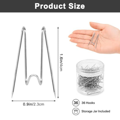 36 Pack Cubicle Wall Hooks for Office & Home - Stainless Steel Hangers with Storage Box