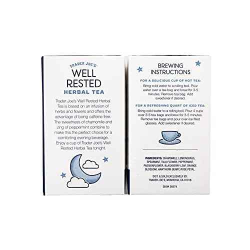 Trader Joe's Herbal Tea Well Rested No Caffeine 20 Bags