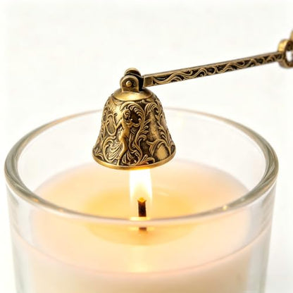 Vintage Brass Musical Note Candle Snuffer with Long Handle - Gold