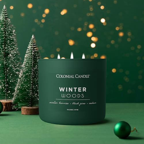 Winter Woods Scented Candle - 14.5 oz Green Jar, 3 Wicks, Holiday Fragrance - Variation of THIS listing