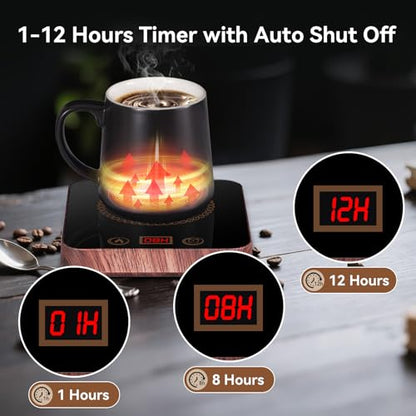 Coffee Mug Warmer for Desk with Auto Shutoff, Adjustable Temperature, 12-Hour Timer