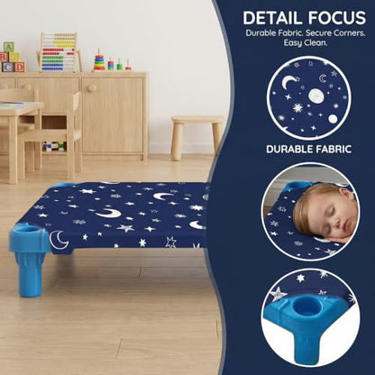 Starry Sky Fitted Cot Sheets for Daycare - 23x52 Inches, Pack of 4