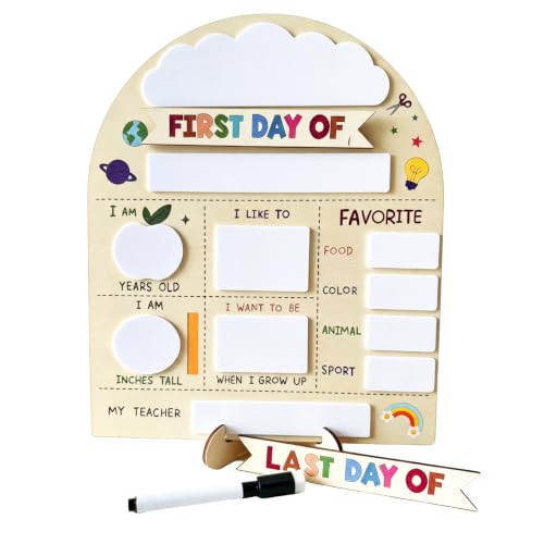 First & Last Day of School Sign with Stand & Erasable Marker Set