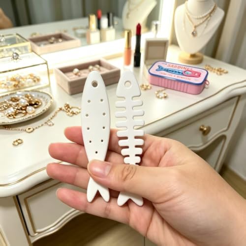 6PCS Fish-Shaped Jewelry Holders for Rings Earrings Charms - Portable Ocean Gift