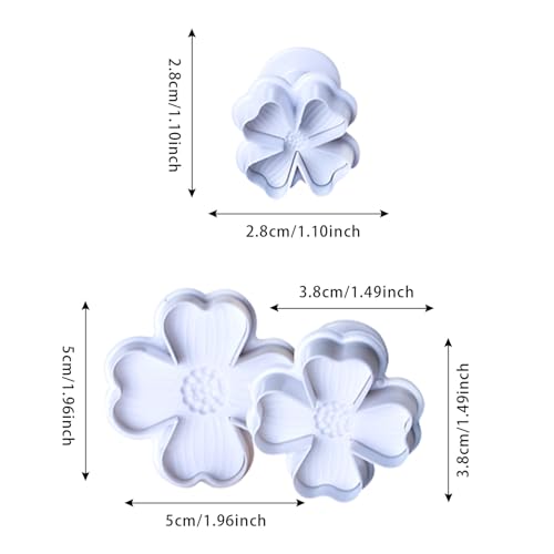 Flower Cookie Cutters Set - 3D Cookie Cutter with Plunger Stamp, Variation of Flower