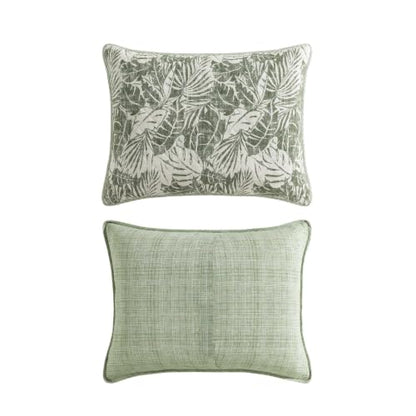 Reversible Queen Quilt Set with Shams - Costa Blanca Green, 100% Cotton Percale