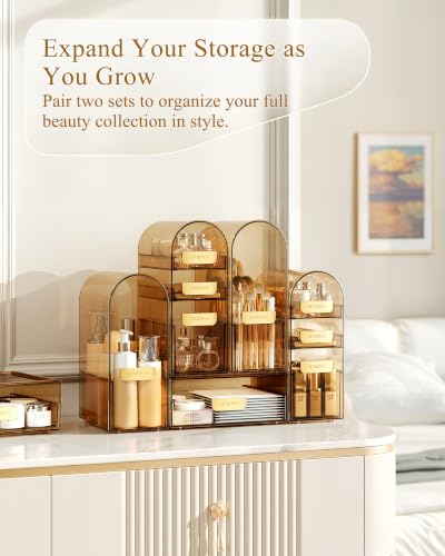 Large Clear Makeup Organizer with Drawers & Dustproof Lid
