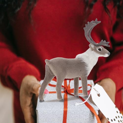 Christmas Reindeer Deer Figurine Ornament - Festive Holiday Decor for Tabletop & Shelf