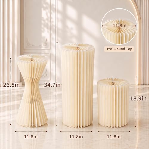 Foldable Cake Pedestal Stands Set of 3 - Recyclable Cardboard & Acrylic Display