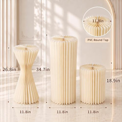Foldable Cake Pedestal Stands Set of 3 - Recyclable Cardboard & Acrylic Display