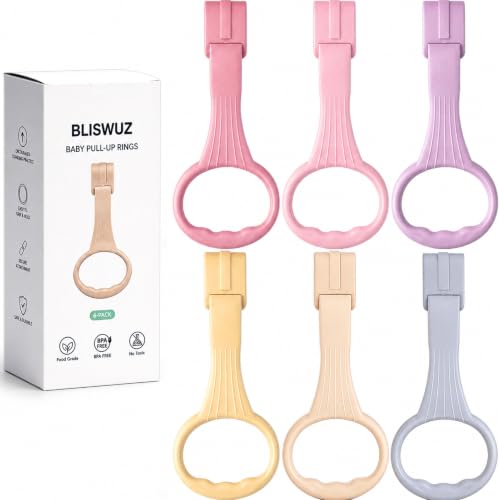 Baby Pull Up Rings for Playpen & Crib - 6 Colors, Toddler Walking Support, Ergonomic Handles for Infants & Babies Pink Purple Gray Yellow Cream Red