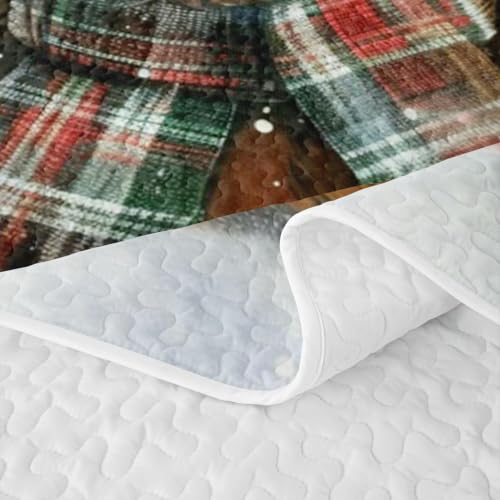 Christmas Highland Cattle King Quilt Bedding Set - White & Brown, 3 Pieces