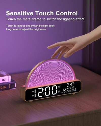 Wood Sunrise Alarm Clock Wake Up Light with Night Sounds & Timer - HAODINGMAI