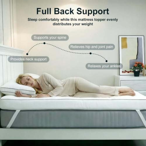 Queen 5 Inch Memory Foam Mattress Topper with 2000 GSM Fill - White