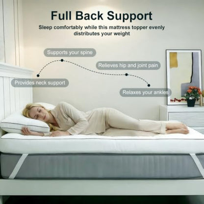 Queen 5 Inch Memory Foam Mattress Topper with 2000 GSM Fill - White