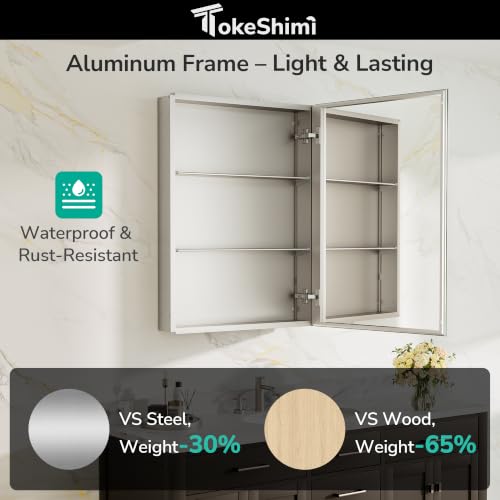 14x24 Inch Medicine Cabinet with Double-Sided Mirror and 110° DTC Hinge - Wall-Mounted
