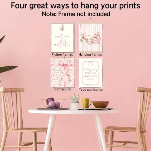 Christmas Wall Art Posters Prints 8x10in Set - Unframed Holiday Decor