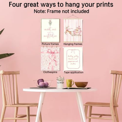 Christmas Wall Art Posters Prints 8x10in Set - Unframed Holiday Decor